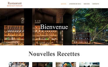 Example of a site for a restaurant or association, showing menus, hours, and reservation options.
